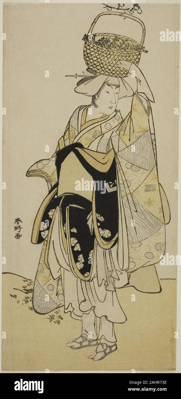 Katsukawa Shunko I. L'attore Ichikawa Yaozo III come Shiragiku nella sequenza di danza Shinobu Uri in gioco Hatsuhana Mimasu Soga, eseguita presso il Teatro Nakamura nel primo mese, 1785. 1780-1790. Il Giappone. Colore stampa woodblock; hosoban Foto Stock