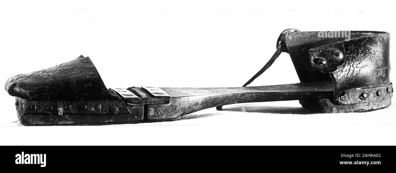 Intasare (singola). 1830-1860. In Inghilterra. Cuoio e legno Foto Stock