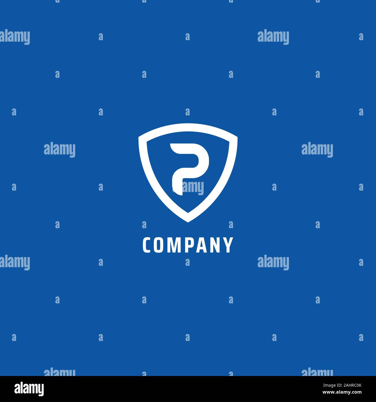 Lettera P Logo alfabetico concetto, Lettermark Modello di disegno, scudo frontiera, design piatto, semplice e pulito il logo, emblema del modello di progettazione Illustrazione Vettoriale