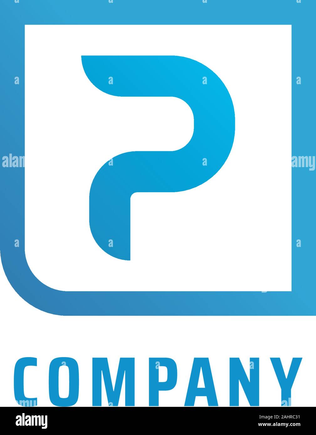 Lettera P Logo alfabetico concetto, Lettermark Modello di disegno, bordo quadrato, design piatto, semplice e pulito il Logo Illustrazione Vettoriale