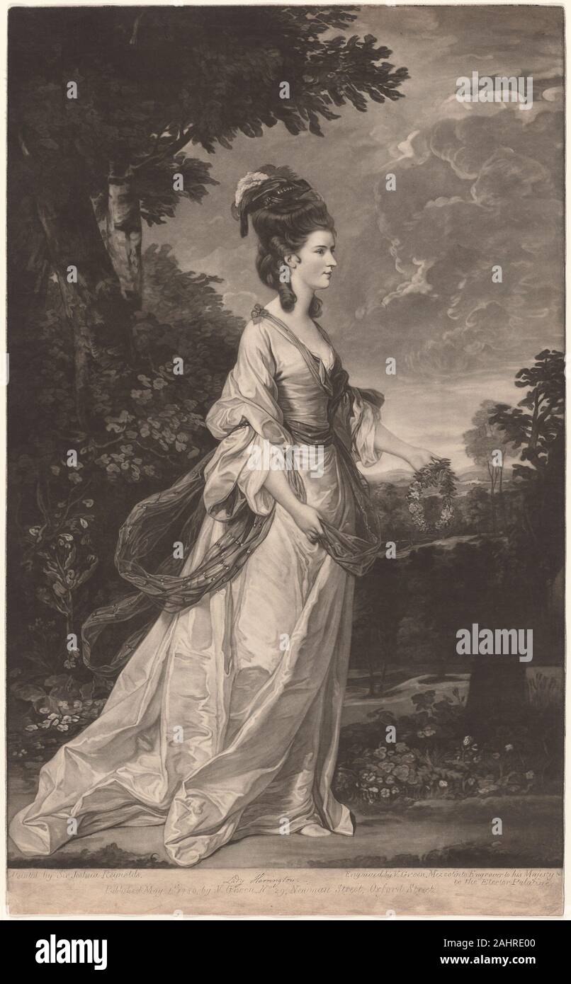 Verde di San Valentino. Jane, contessa di Harrington. 1780. In Inghilterra. Mezzatinta su carta Foto Stock