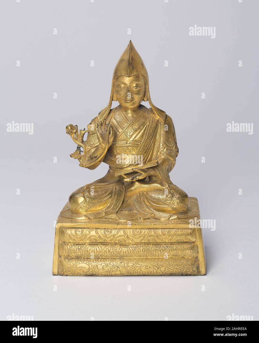 Tibeto-Chinese. Ritratto di una Lama tibetano, eventualmente il settimo Dalai Lama. 1801-1900. Cina. Scrofetta in lega di bronzo Foto Stock