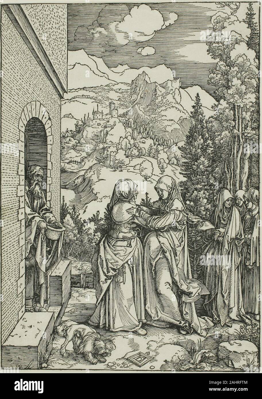 Albrecht Dürer. La Visitazione, dalla vita della Vergine. 1504. Germania. Xilografia in nero su avorio di cui la carta Foto Stock