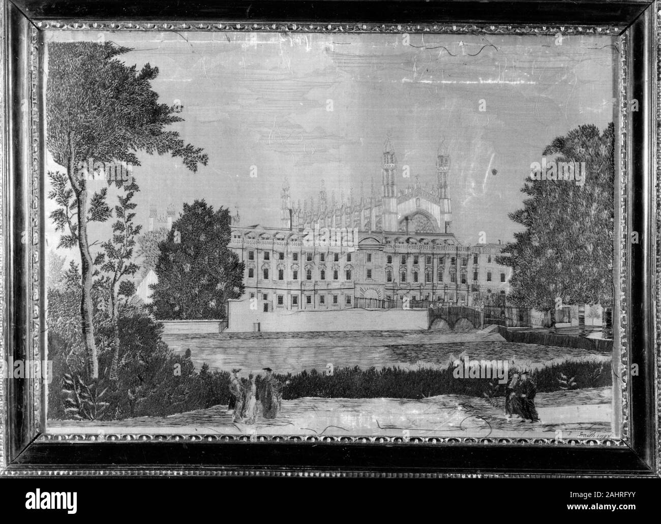 S. Smith (maker). Foto di Kings College Chapel, Cambridge (ricamo). 1785. In Inghilterra. Seta, raso; ricamato in seta Foto Stock