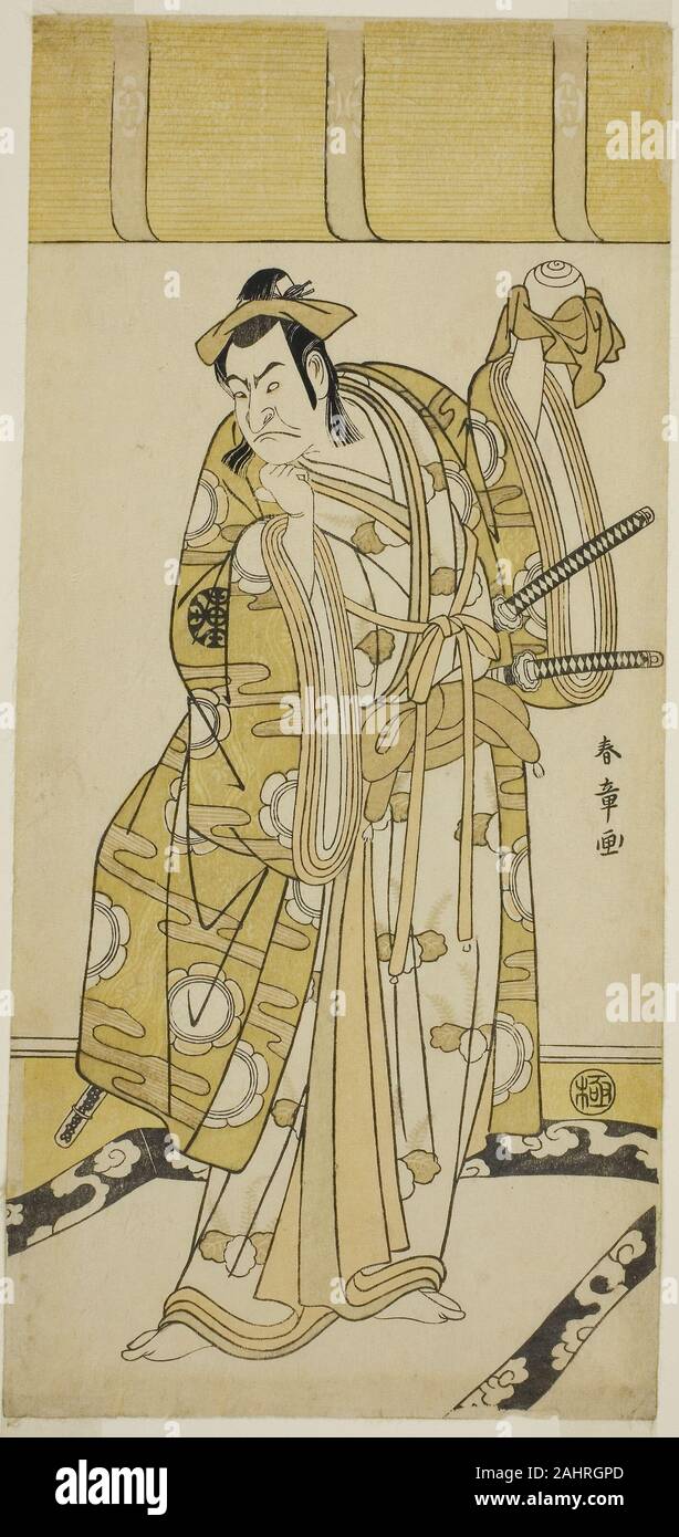 Katsukawa Shunsho. L'attore Nakamura Nakazo I come Nagao Terutora nel giocare a Kuruma gakari Tekuda no Gumbai, eseguita presso il Teatro Ichimura nell'undicesimo mese, 1783. 1778-1788. Il Giappone. Colore stampa woodblock; hosoban Foto Stock Katsukawa Shunsho. L'attore Nakamura Nakazo I come Nagao Terutora nel giocare a Kuruma gakari Tekuda no Gumbai, eseguita presso il Teatro Ichimura nell'undicesimo mese, 1783. 1778-1788. Il Giappone. Colore stampa woodblock; hosoban Foto Stock
