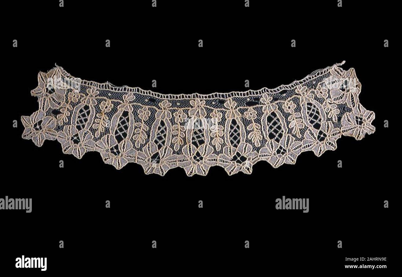 Collare o il bracciale (frammento). 1860-1869. Bruxelles. Il cotone, il merletto ad ago di tipo noto come punto de sguardo Foto Stock