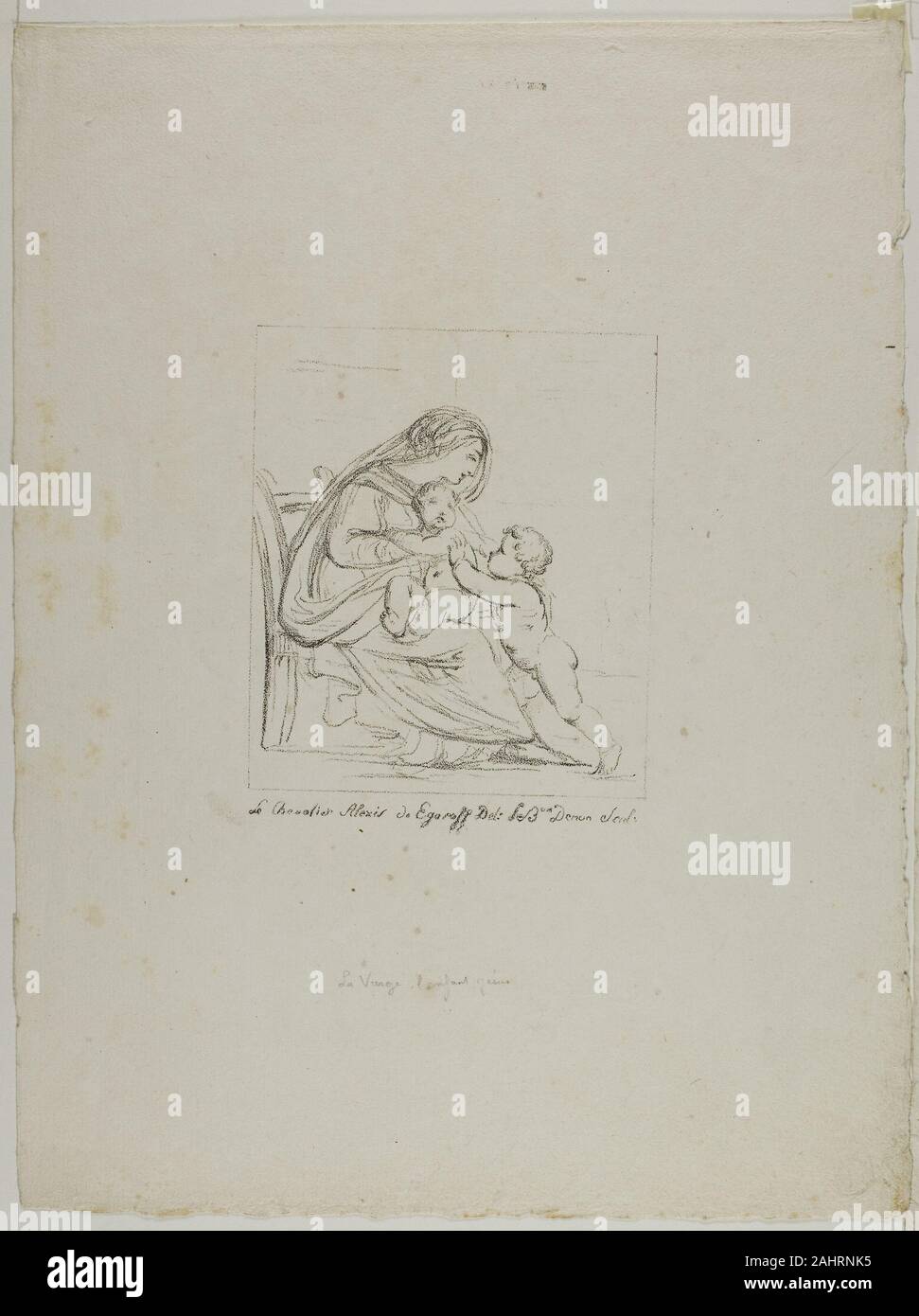 Dominique-Vivant Denon. Seduto vergine. 1817-1820. La Francia. Litografia in bianco e nero in avorio di cui la carta Foto Stock