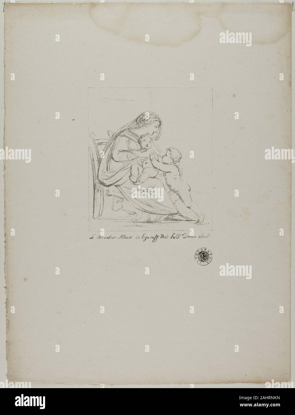 Dominique-Vivant Denon. Seduto vergine. 1817-1820. La Francia. Litografia in bianco e nero in avorio carta intessuta Foto Stock