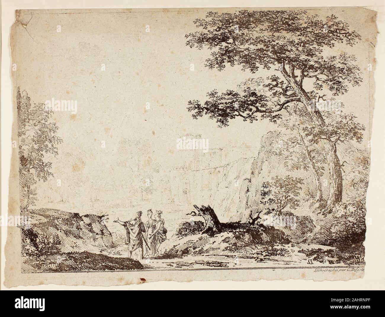 Ferdinando Ferdinando. Paesaggio romano. 1800-1849. La Francia. Litografia in marrone scuro su avorio di cui la carta Foto Stock
