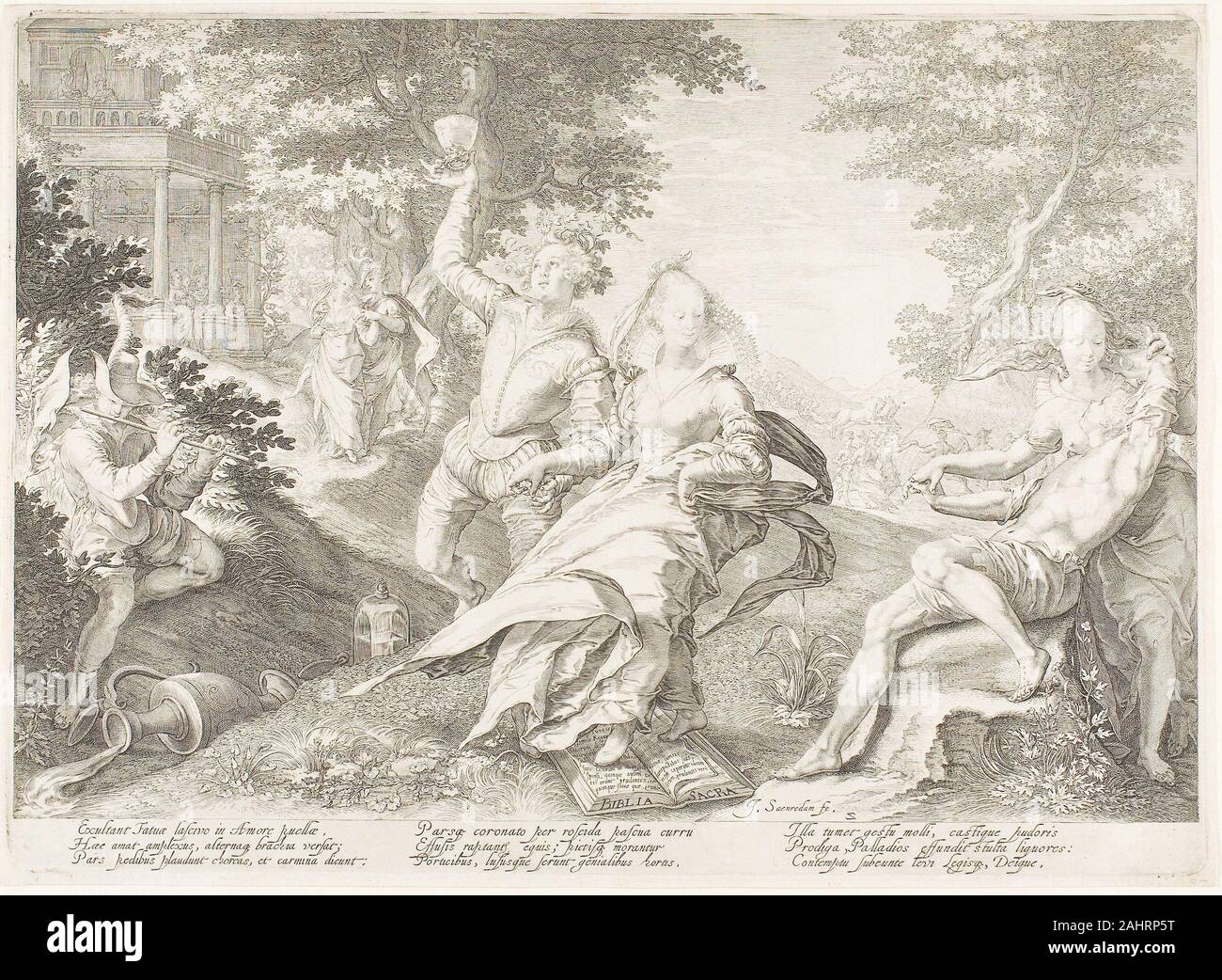 Saenredam gen. Piastra due, da cinque sagge e cinque vergini stolte. 1606. Paesi Bassi. Incisione su carta Foto Stock