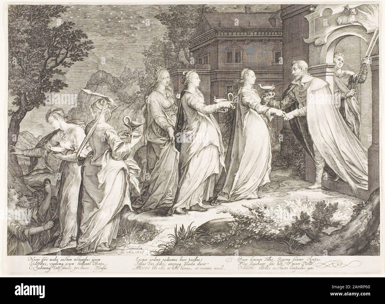 Saenredam gen. Lastra 4, da cinque sagge e cinque vergini stolte. 1606. Paesi Bassi. Incisione su carta Foto Stock