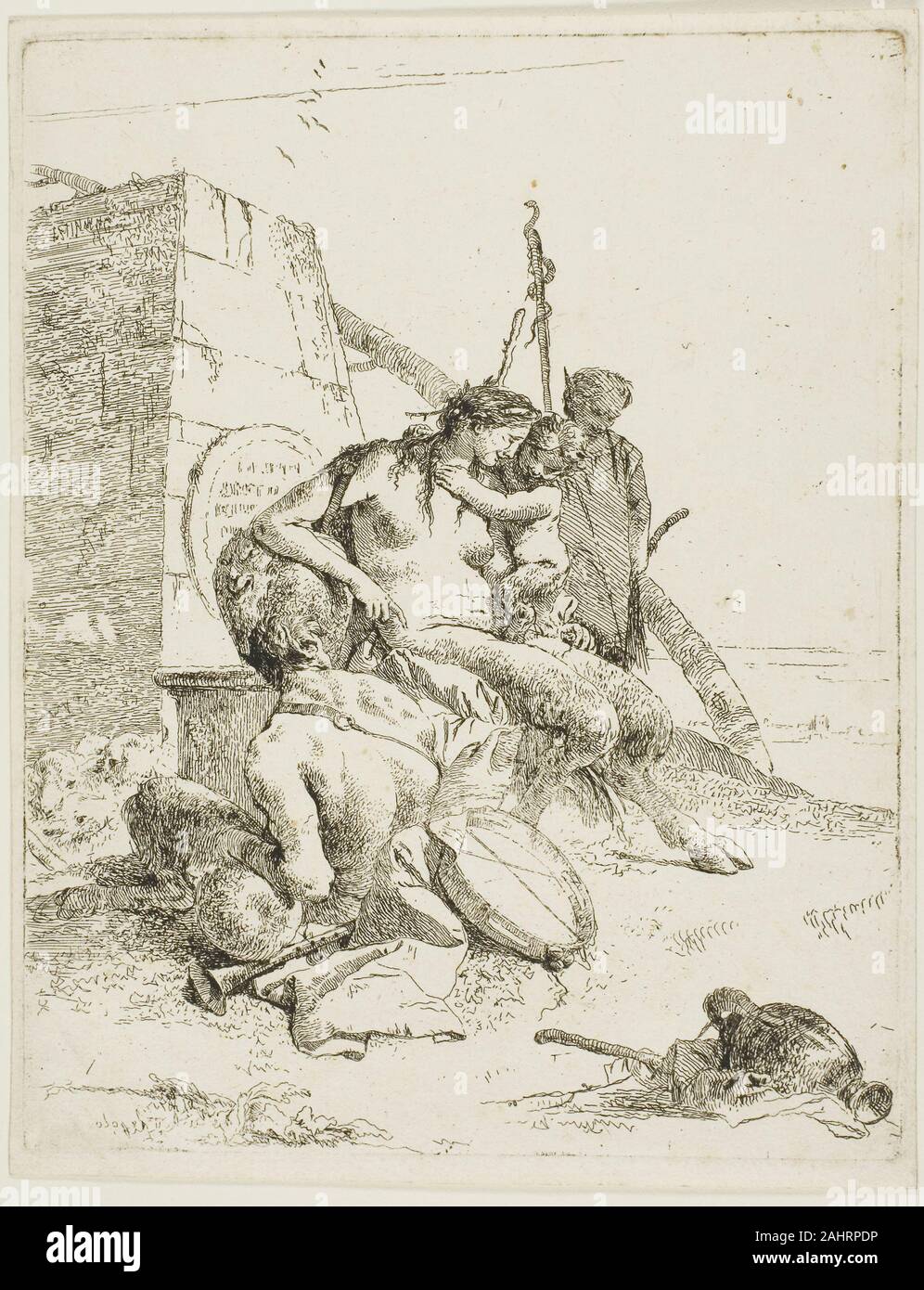 Giambattista Tiepolo. Il satiro famiglia con l'Obelisco, da scherzi. 1735-1740. L'Italia. Incisione su carta Foto Stock