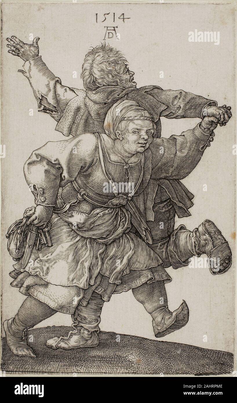Albrecht Dürer. Contadino coppia danzante. 1514. Germania. Incisione in nero su avorio di cui la carta Foto Stock