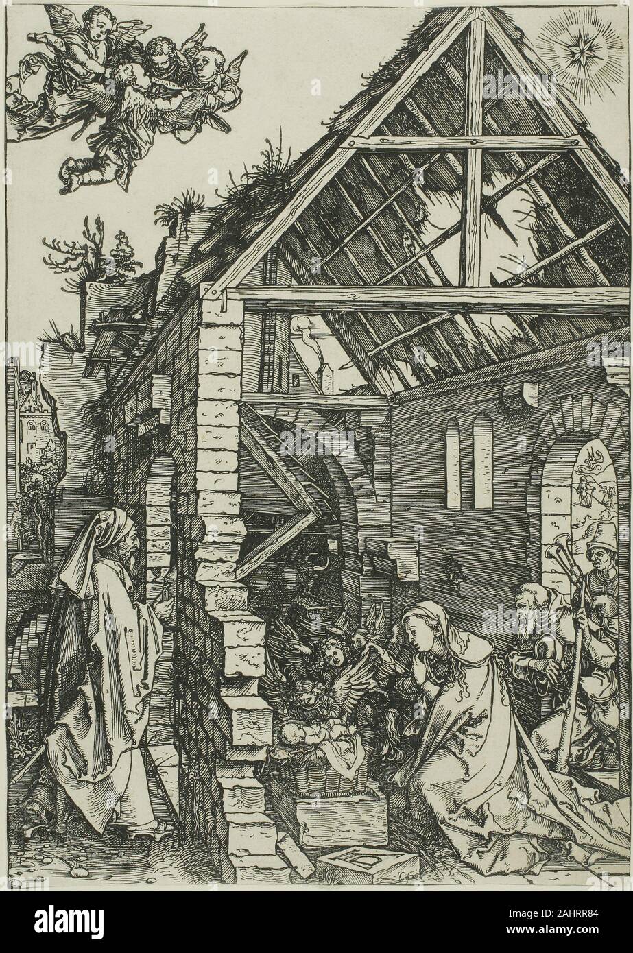 Albrecht Dürer. La Adorazione dei pastori, dalla vita della Vergine. 1503. Germania. Xilografia in nero su avorio di cui la carta Foto Stock