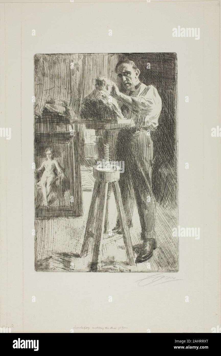 Anders Zorn. Il principe Paolo Troubetzkoy I (tutta la lunghezza). 1908. La Svezia. Incisione su avorio di cui la carta Foto Stock
