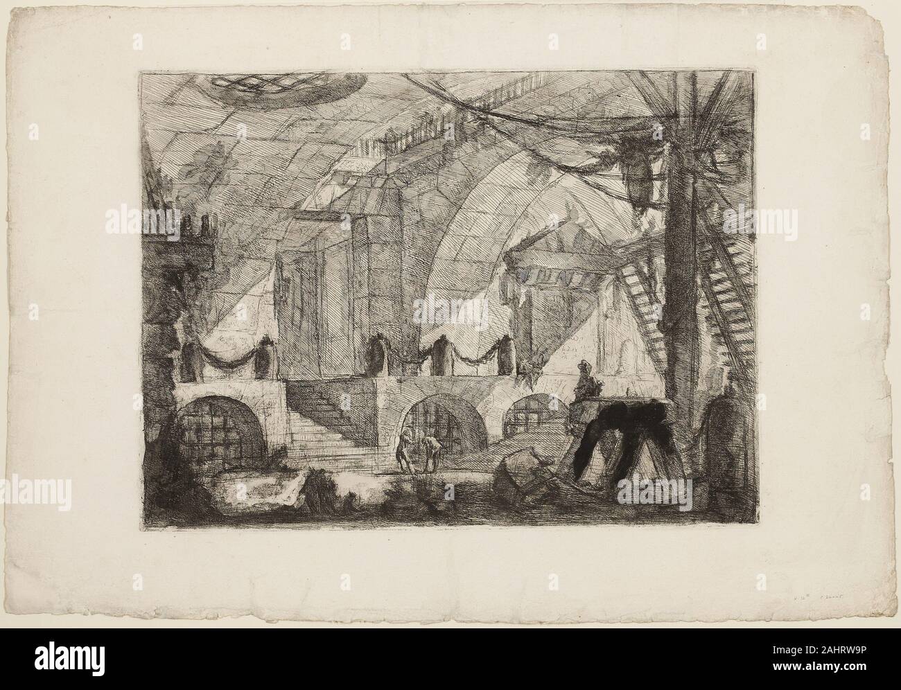 Giovanni Battista Piranesi. Il Sawhorse, piastra 12 da carceri immaginaria. 1750. L'Italia. Incisione e incisione su avorio pesanti di cui la carta Foto Stock