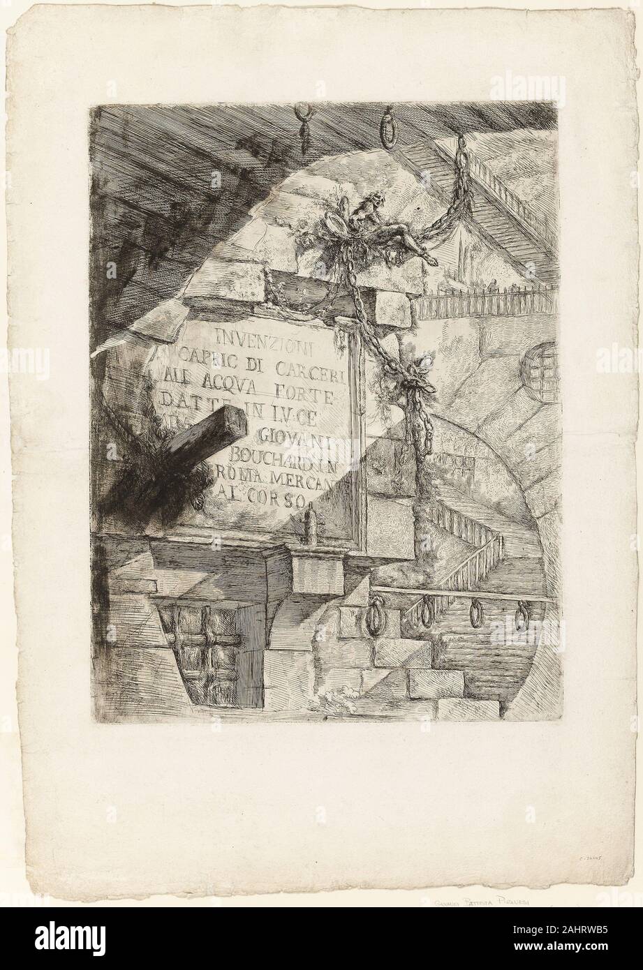 Giovanni Battista Piranesi. Titolo pagina dalle prigioni immaginarie. 1750-1760. L'Italia. Incisione e incisione su avorio pesanti di cui la carta Foto Stock