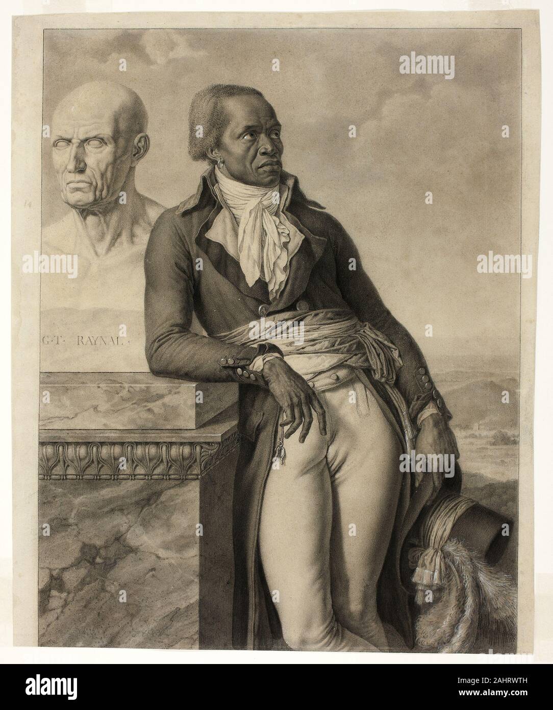 Anne-Louis Girodet de Roussy-Trioson. Jean-Baptiste Belley. 1787-1824. La Francia. Gesso nero, con sconcertante e tracce di penna e inchiostro nero, intensificato con tocchi di bianco opaco, su avorio carta intessuta venduti in schiavitù come un ragazzo, Jean-Baptiste Belley (1746-1805) ha acquistato la sua libertà nel 1764. Belley ha combattuto nella Guerra di Indipendenza Americana e servito come capitano dell'esercito francese durante la rivoluzione di Haiti (1791-1804) La lotta per abolire la schiavitù sull isola di San-domingue (ora Hispaniola). Nel 1793 fu eletto alla Convenzione Nazionale di Parigi, diventando il suo primo nero vice.Belle Foto Stock