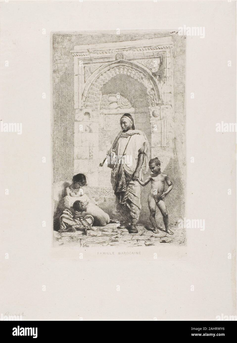 Mariano Fortuny y Marsal. Famiglia marocchino. 1862. Spagna. Incisione su carta Foto Stock