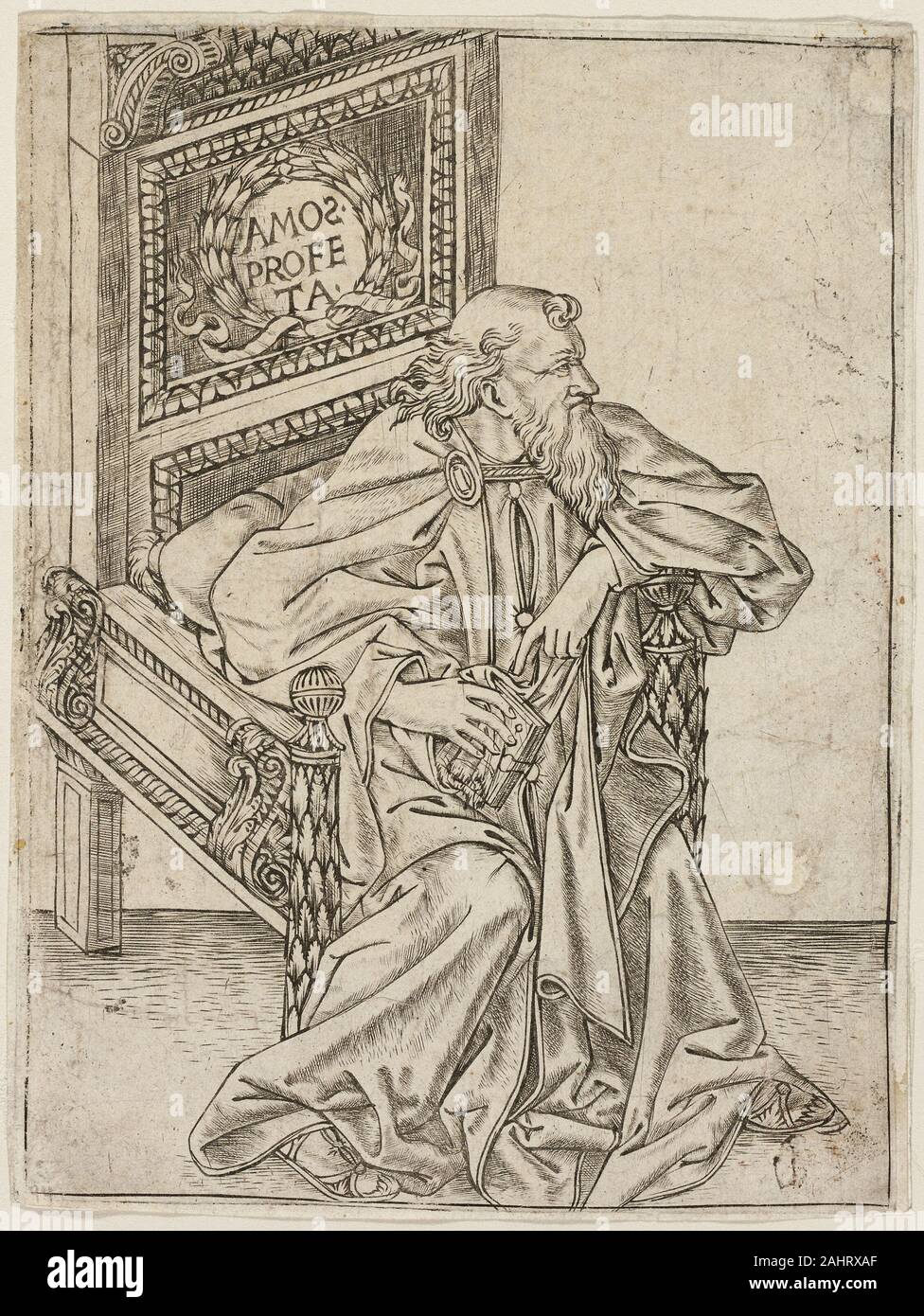 Baccio Baldini. Il profeta Amos. 1465-1475. L'Italia. Incisione in colore grigio-nero su carta Foto Stock