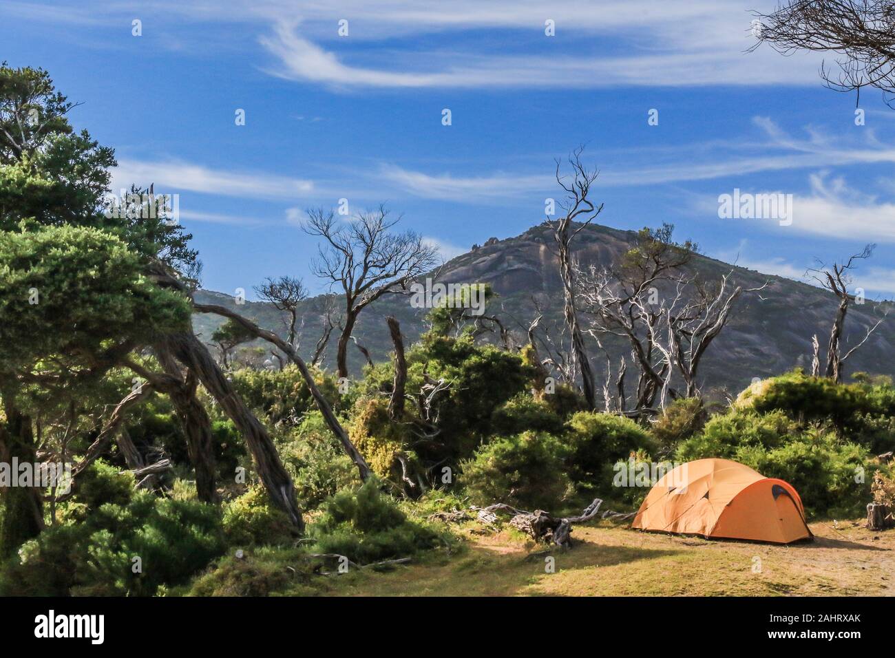 Campeggio con una tenda al promontorio di Wilson National Park, Australia Foto Stock