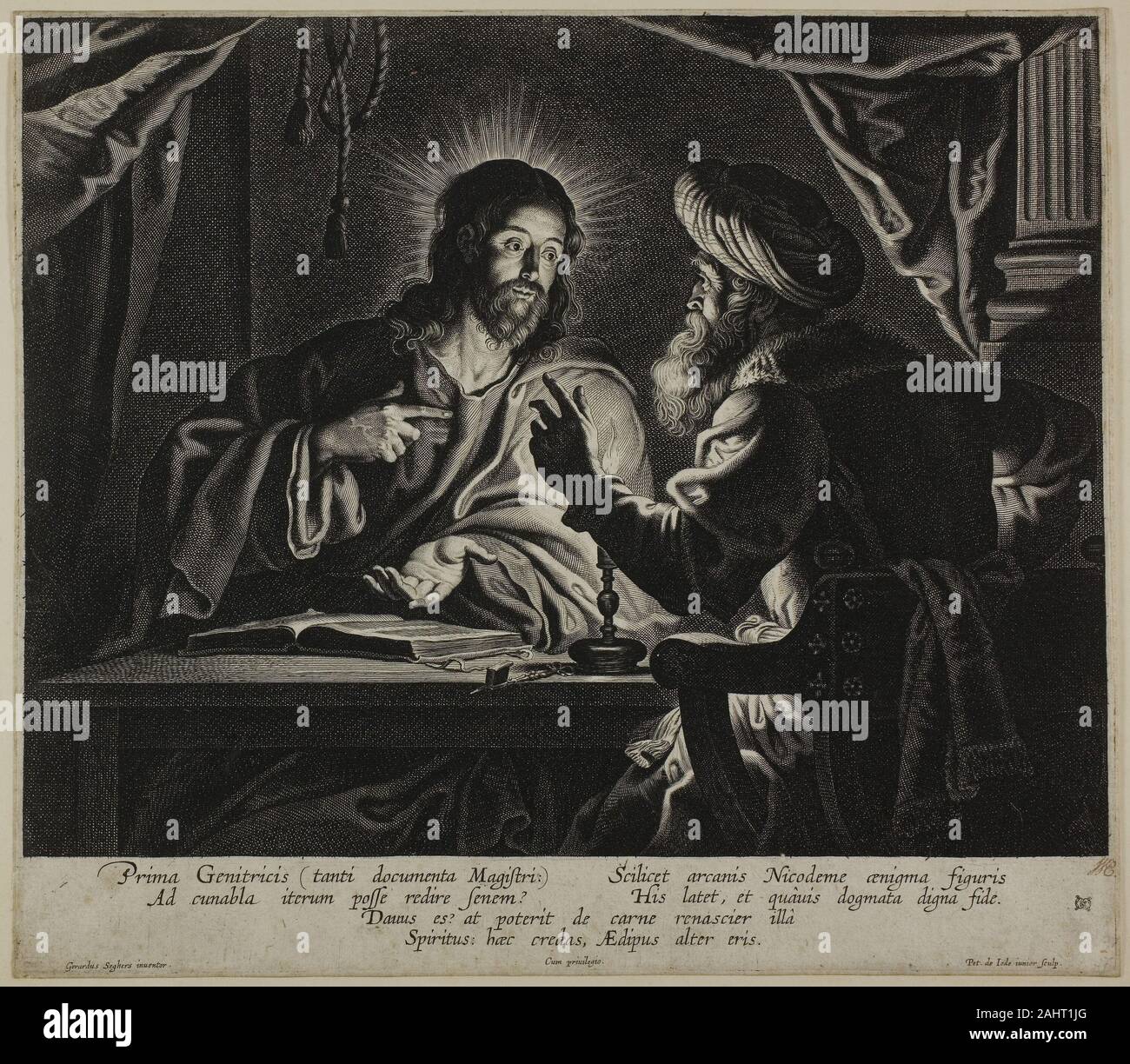 Peeter de Jode, il giovane. Cristo e Nicodemo un pezzo di notte. 1626-1674. Holland. Incisione su avorio di cui la carta Foto Stock