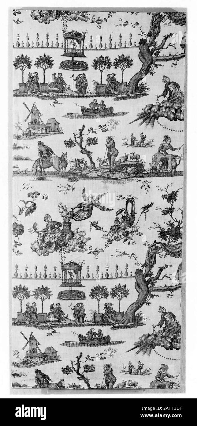 Gorgerat Frères et Cie (produttore). Le Temple de L'Amour (il tempio dell'amore) (tessuti per arredamento). 1780-1785. Nantes. Cotone, ad armatura a tela; rame stagnato stampati Foto Stock