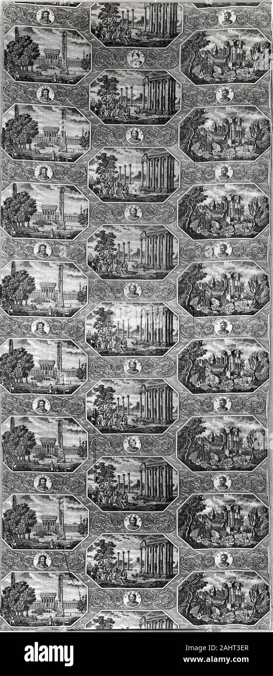 Manifattura Oberkampf (produttore). Omero, Lycurgus e Solon (Tessuti per Arredamento). 1800-1820. La Francia. Cotone, ad armatura a tela; rullo inciso stampati Foto Stock