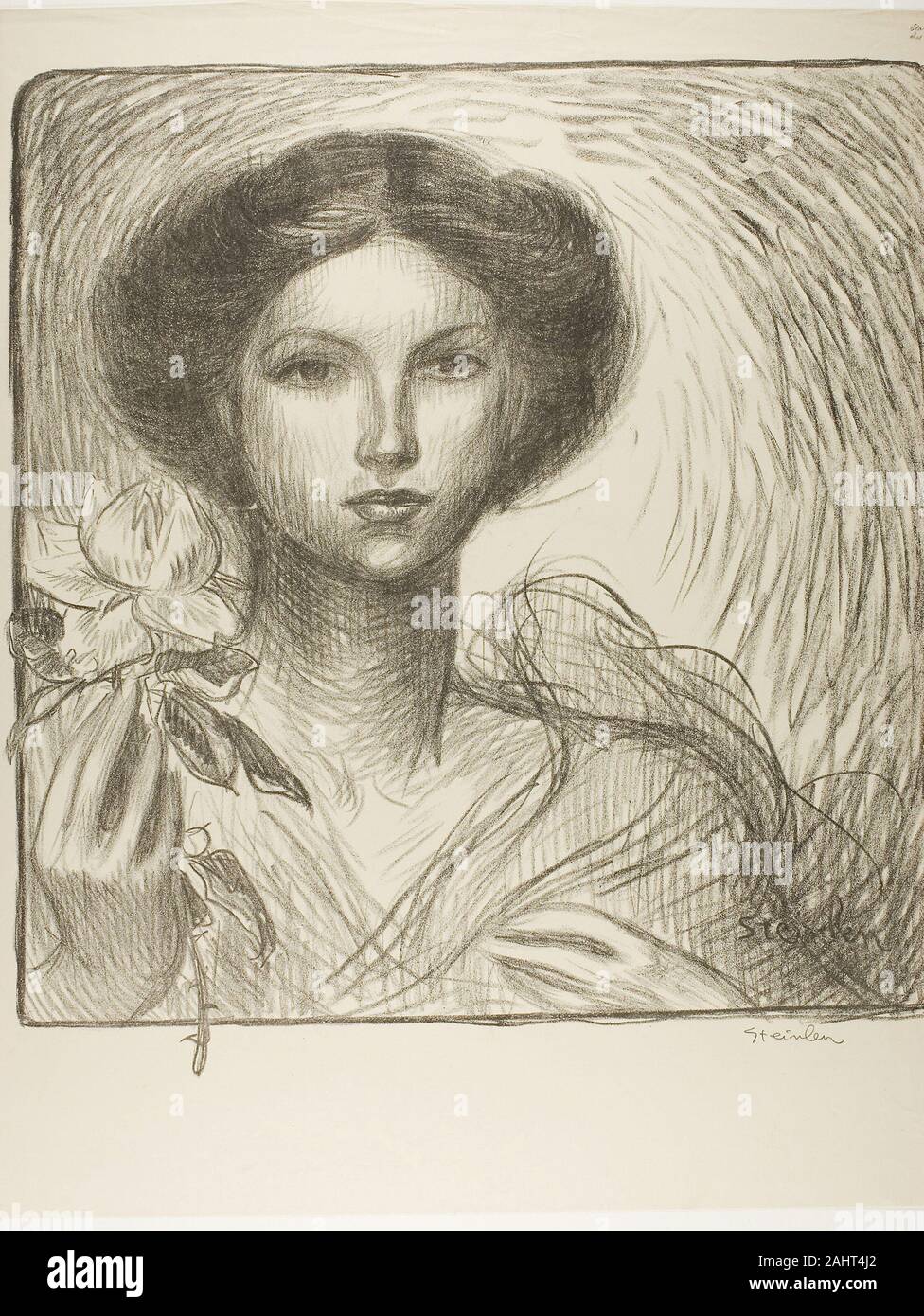 Pierre Théophile-Alexandre Steinlen. Francese Arte Fiera in Krefeld. 1907. La Francia. Litografia in bianco e nero in avorio carta intessuta Foto Stock