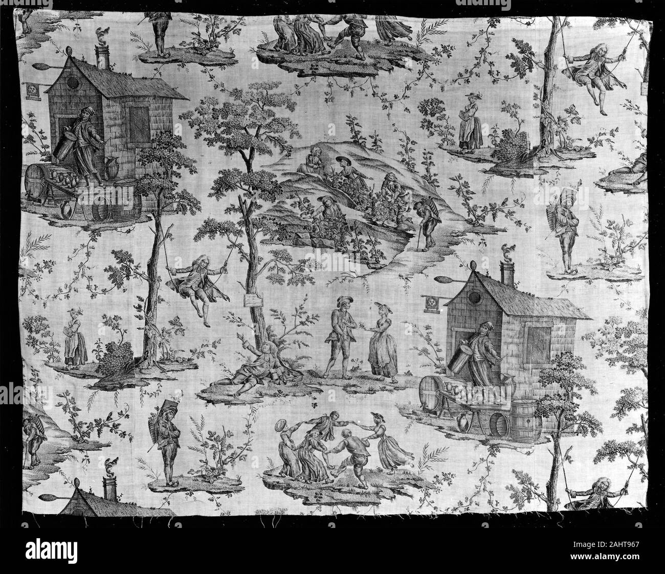 Christophe Phillipe Oberkampf (produttore). Les Vendages (Tessuti per Arredamento). 1780-1790. La Francia. Cotone, ad armatura a tela; rame stagnato stampati; supportato Foto Stock