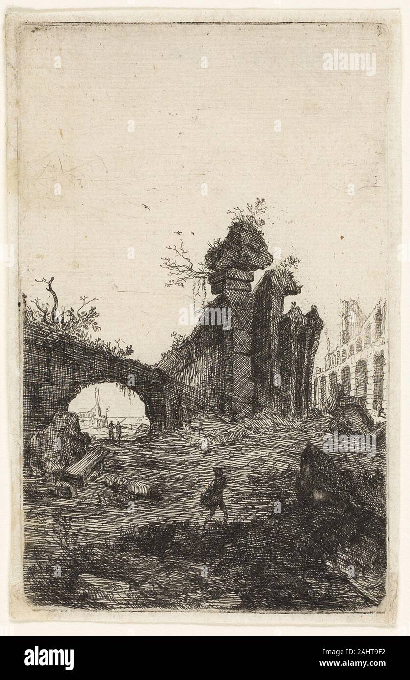 Bartholomeus Breenbergh (publisher). Rovine del Colosseo, la piastra 10 dalle rovine di Roma. 1639-1640. Holland. Attacco in nero su avorio di cui carta di un pittore romano di paesaggi e soggetti di storia, Breenbergh sono arrivati a Roma nel 1619 e fondò la Netherlandish degli artisti di fraternità vi nel 1623. Di ritornare ad Amsterdam, ha fatto una trentina di piccole incisioni intorno al 1639-40. Questo è uno di una serie di diciassette dedicate a vari edifici in rovina di dentro e di fuori Roma. Foto Stock