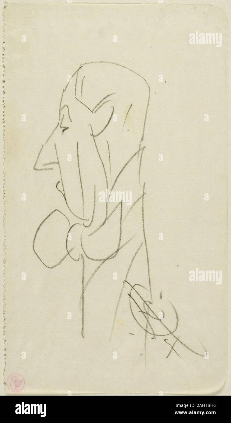 Edward Henry Corbould. Uomo con un grande filtro Bow Tie. 1835-1905. In Inghilterra. Grafite su carta Foto Stock