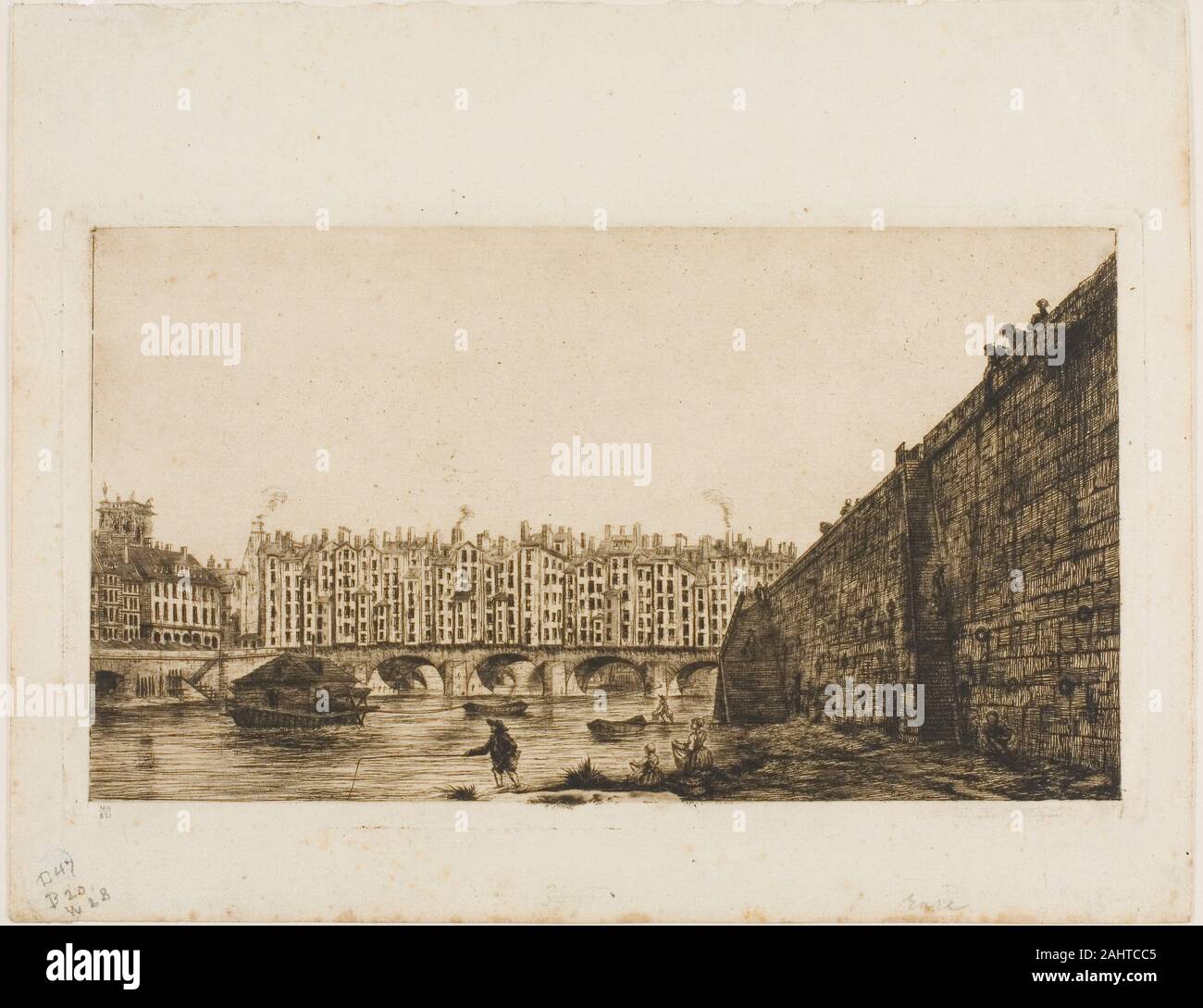 Charles Meryon. Pont-au-modifica, Parigi, circa 1784. 1855. La Francia. Incisione su avorio di cui la carta Foto Stock