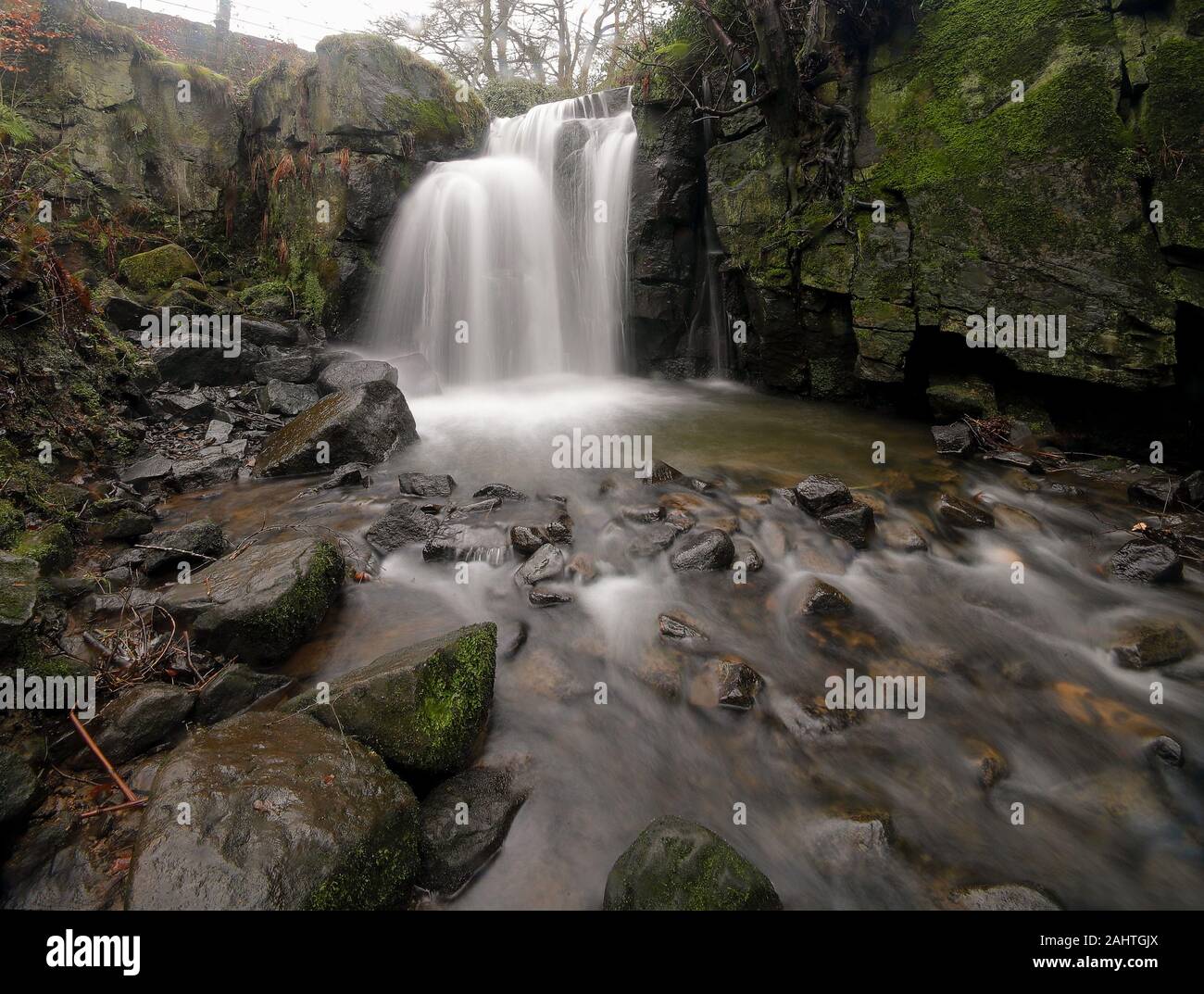 Lumsdale Falls, Derbyshire Foto Stock