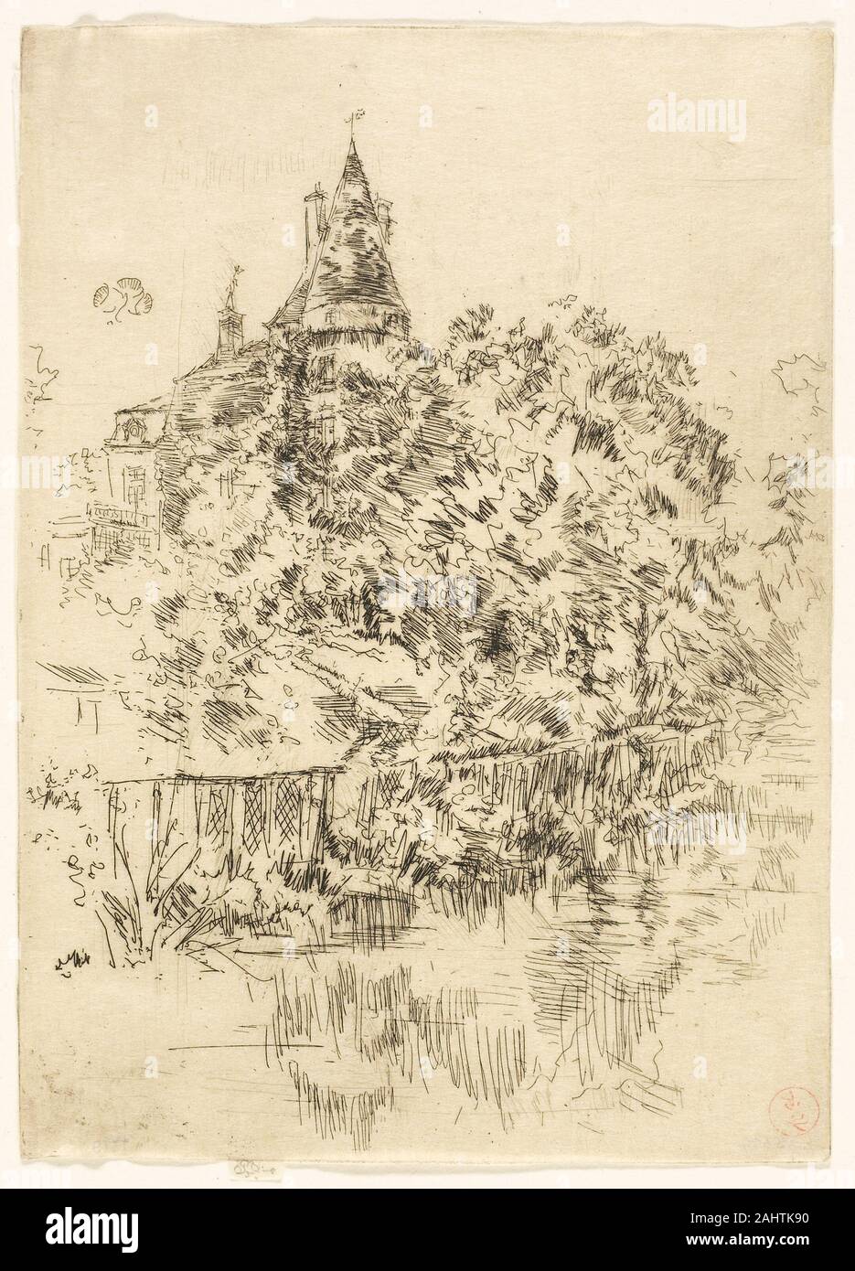 James McNeill Whistler. Château de Verneuil, Touraine. 1888. Stati Uniti. Attacco con fallo di mordere in inchiostro nero sulla crema di carta giapponese Foto Stock