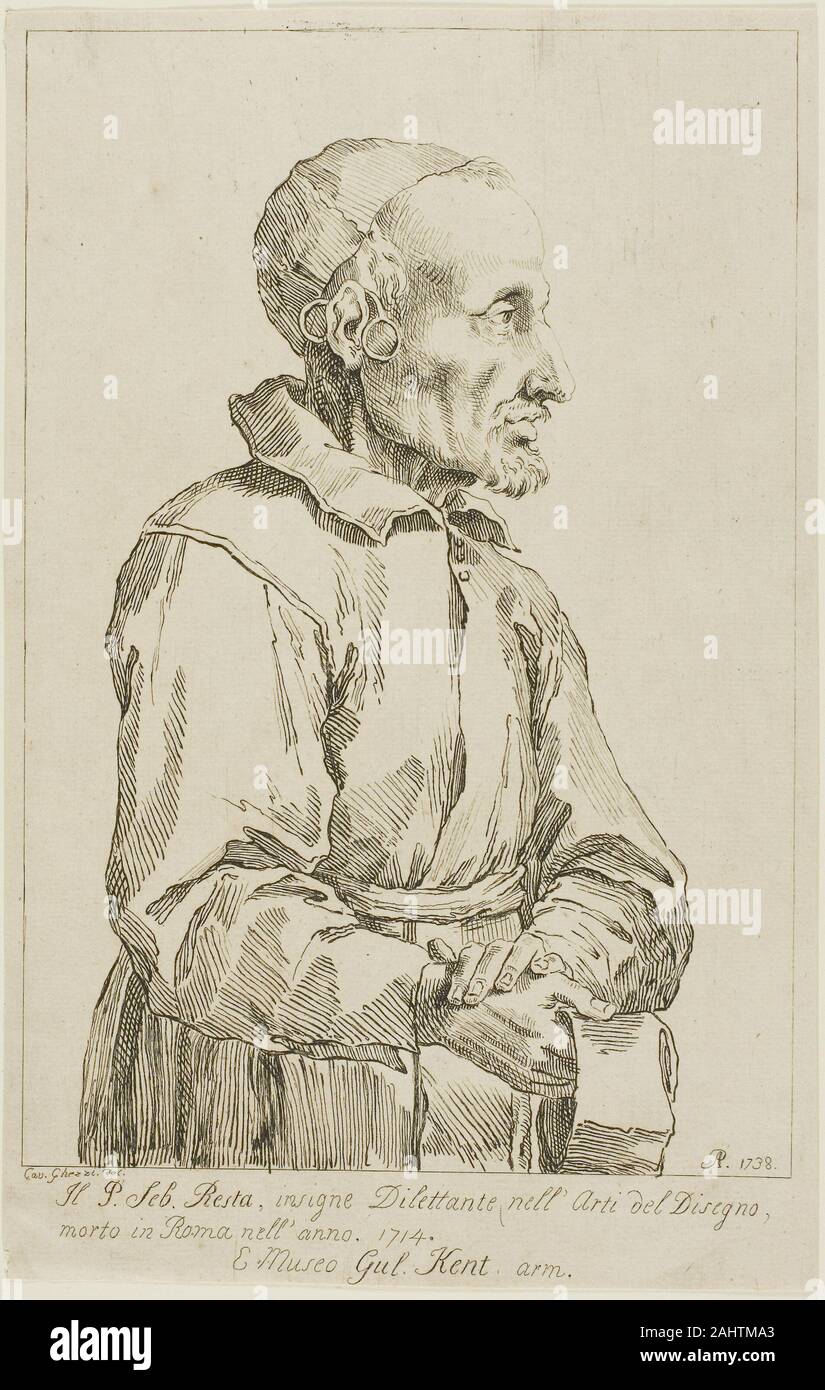 Pier Leone Ghezzi. Ritratto di Sebastiano Resta. 1738. L'Italia. Incisione su carta Foto Stock