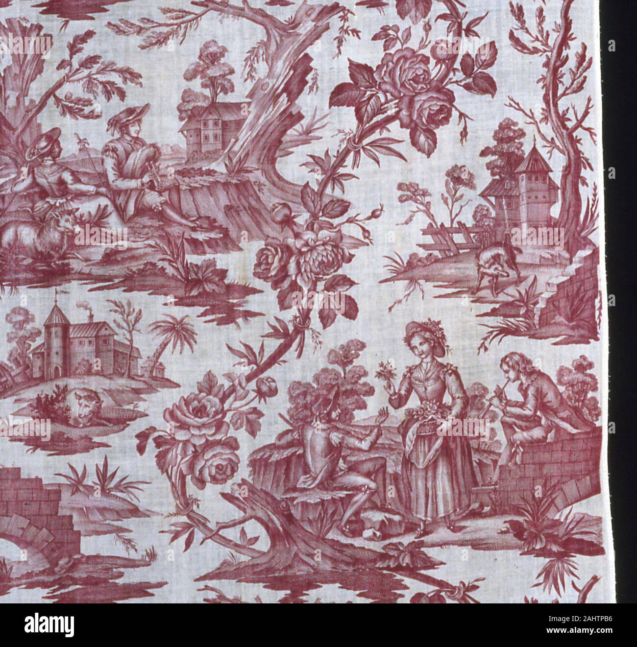 Manifattura Oberkampf (produttore). Pannello (Tessuti per Arredamento). 1780-1790. La Francia. Cotone, ad armatura a tela; rame stagnato stampati Foto Stock
