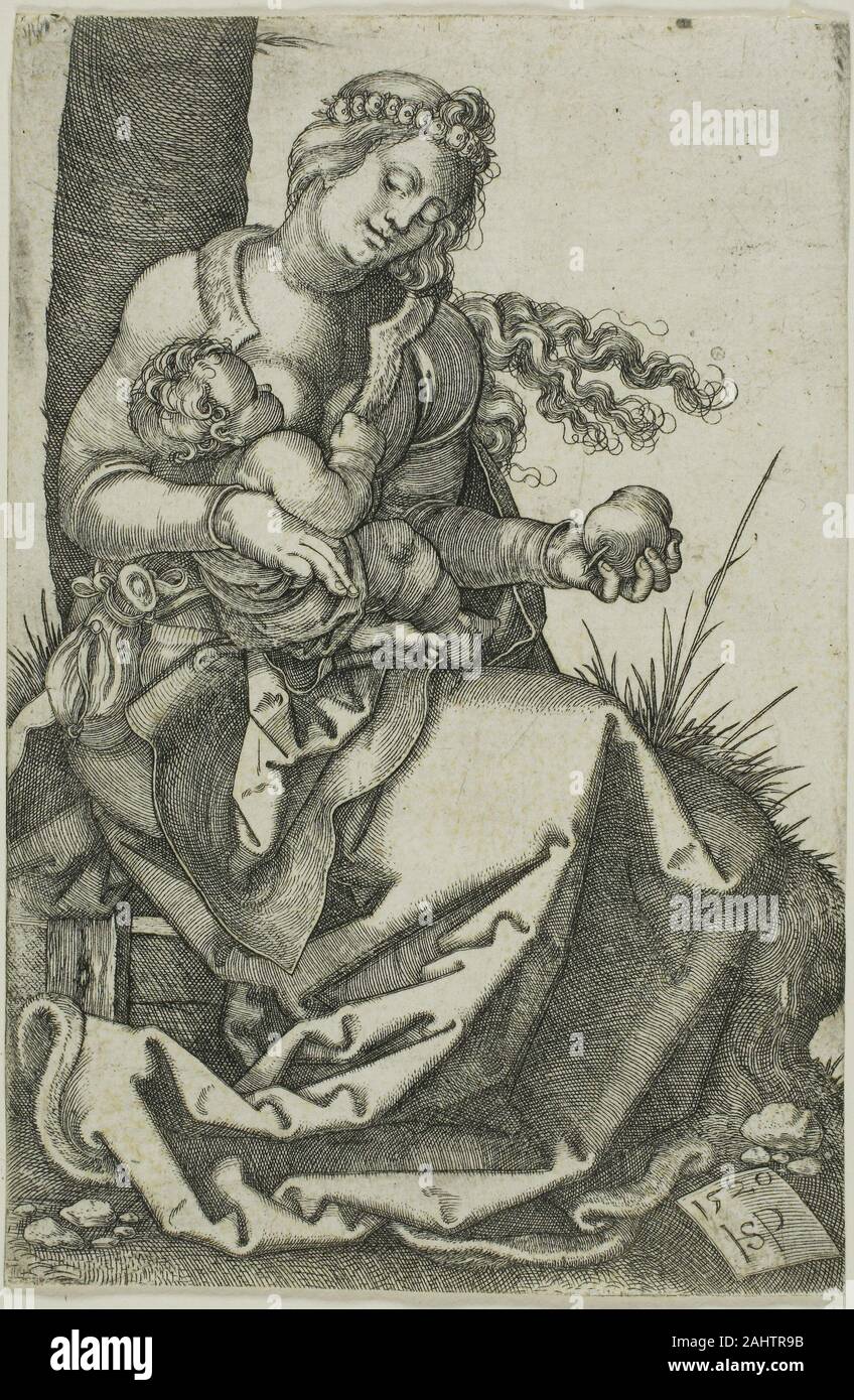 Hans Sebald Beham. La vergine con le pere. 1520. Germania. Incisione in nero su avorio di cui la carta Foto Stock