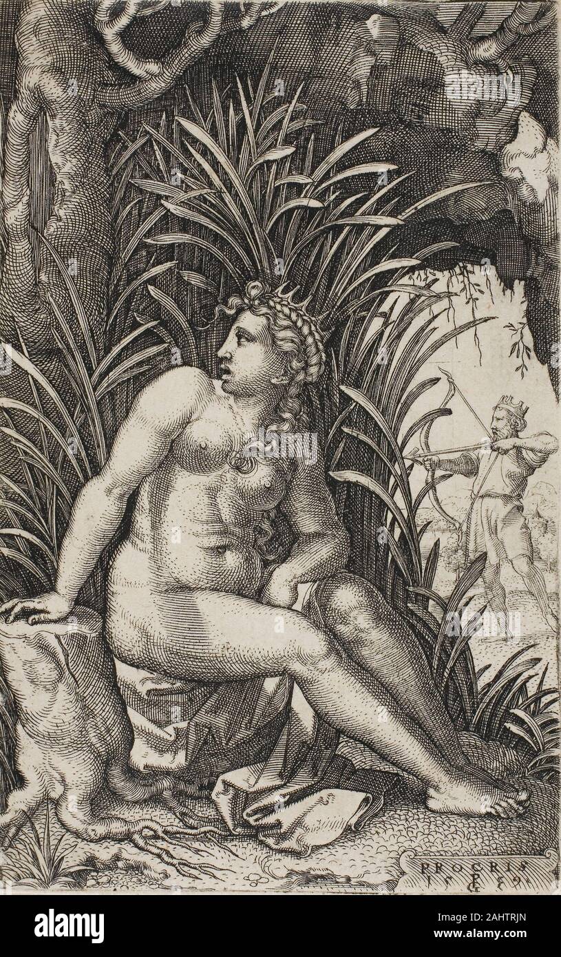 Georg Pencz. Procris, dal greco eroine. 1539. Germania. Incisione in nero su avorio di cui la carta Foto Stock
