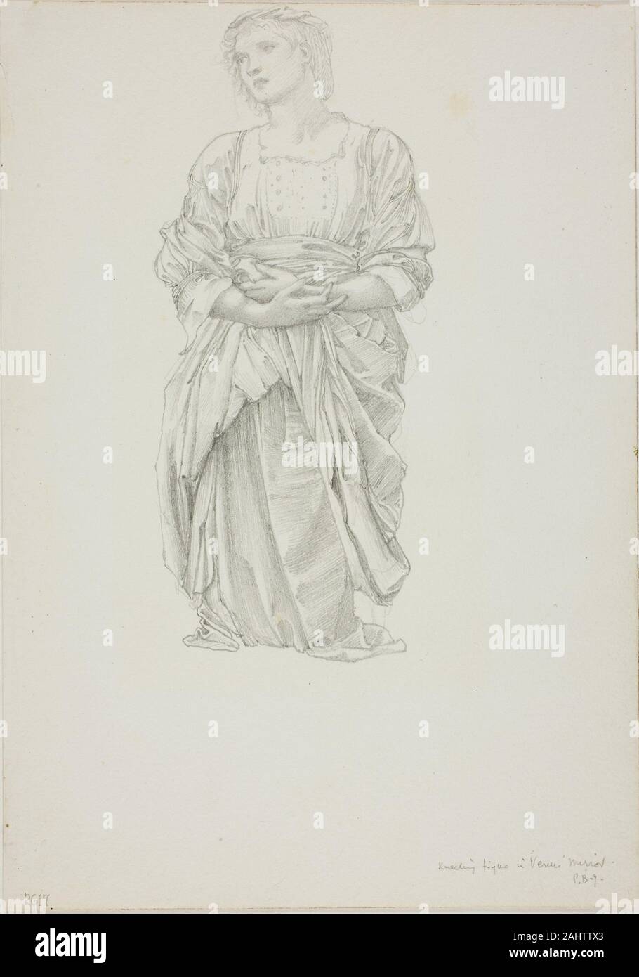 Sir Edward Burne-Jones. Studio per "lo Specchio di Venere" inginocchiato figura femminile. 1863-1877. In Inghilterra. Grafite su avorio carta intessuta Foto Stock