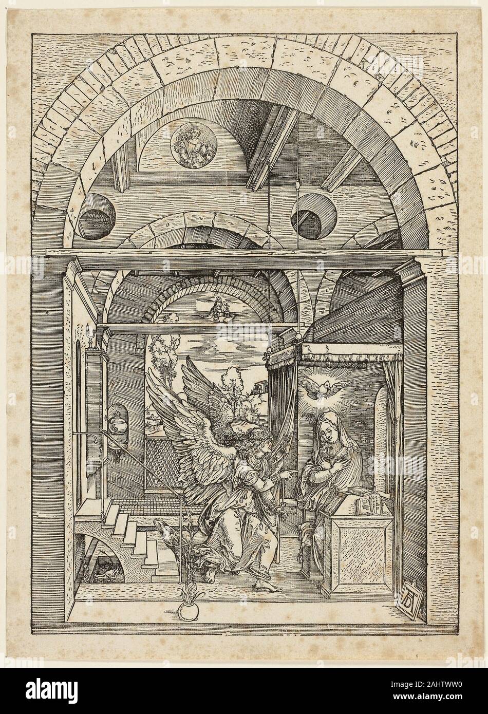Albrecht Dürer. L'Annunciazione, dalla vita della Vergine. 1590-1600. Germania. Xilografia in nero su avorio di cui la carta Foto Stock