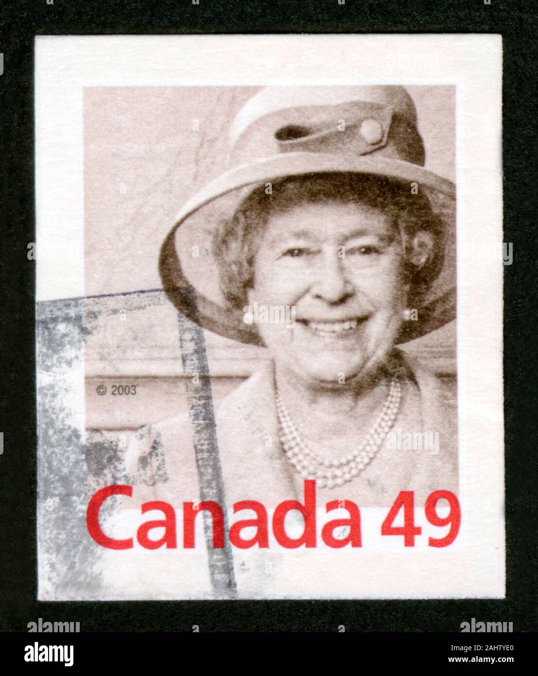 Stampa del timbro in Canada,Queen Elizabeth II Foto Stock