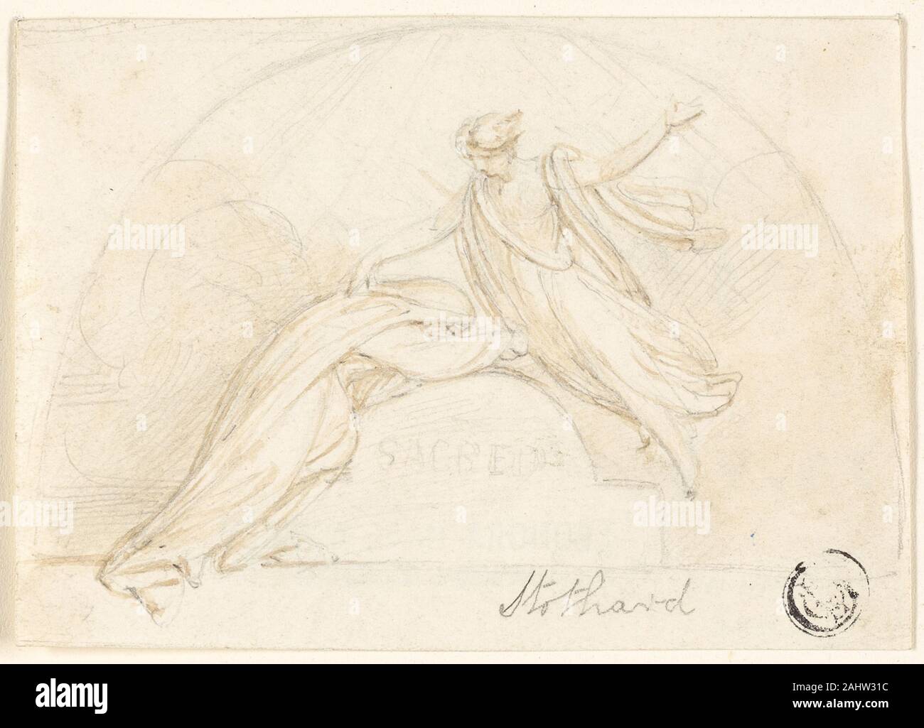 Richard Westall. Design per il monumento funerario. 1775-1826. In Inghilterra. La grafite con pennello e inchiostro marrone su avorio carta intessuta Foto Stock