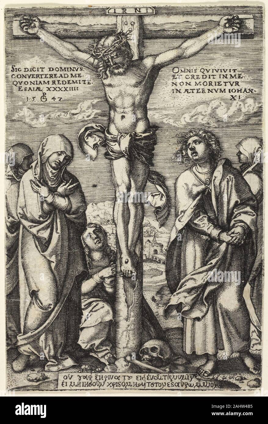 Georg Pencz. La crocifissione. 1547. Germania. Incisione in nero su avorio di cui la carta Foto Stock