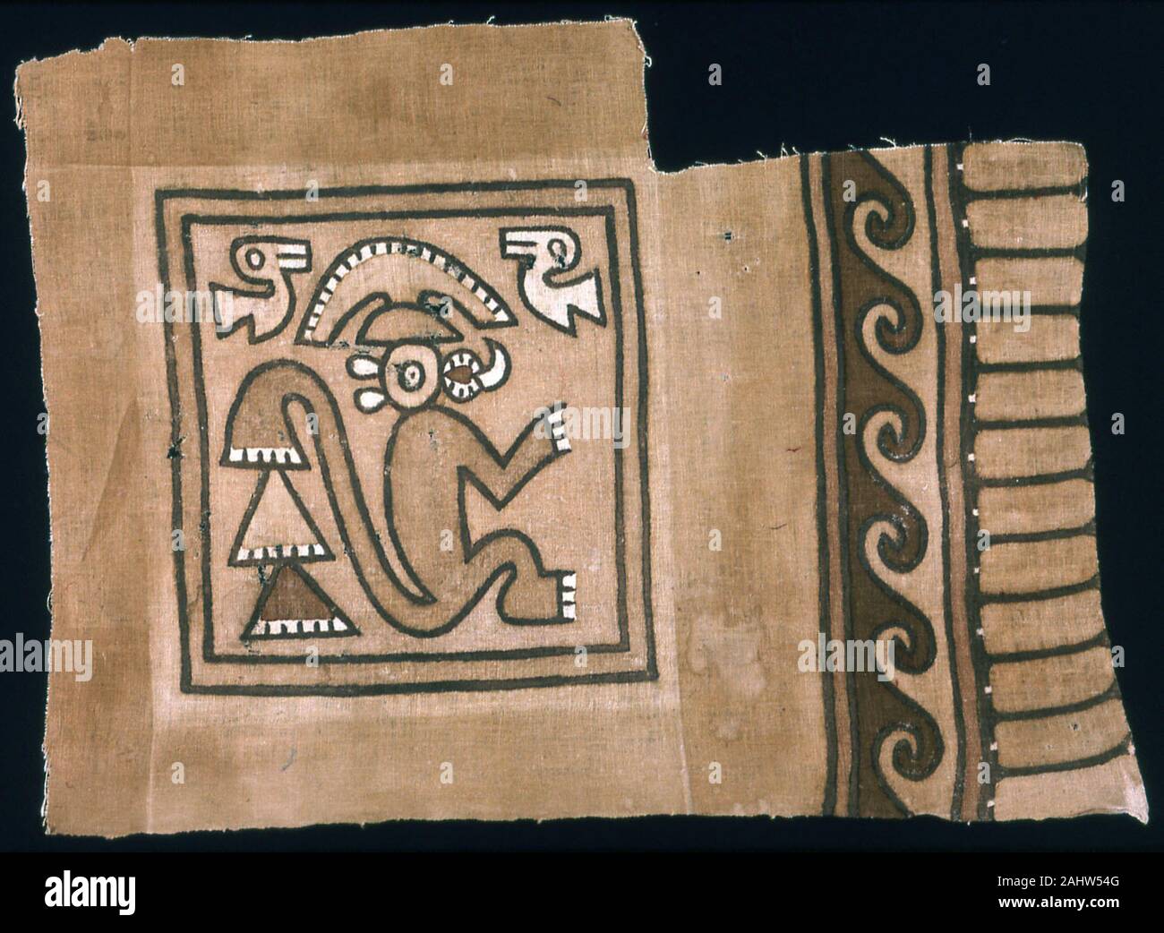 Chancay. Frammento. 1000-1476. Il Perù. Cotone, ad armatura a tela; verniciato Foto Stock