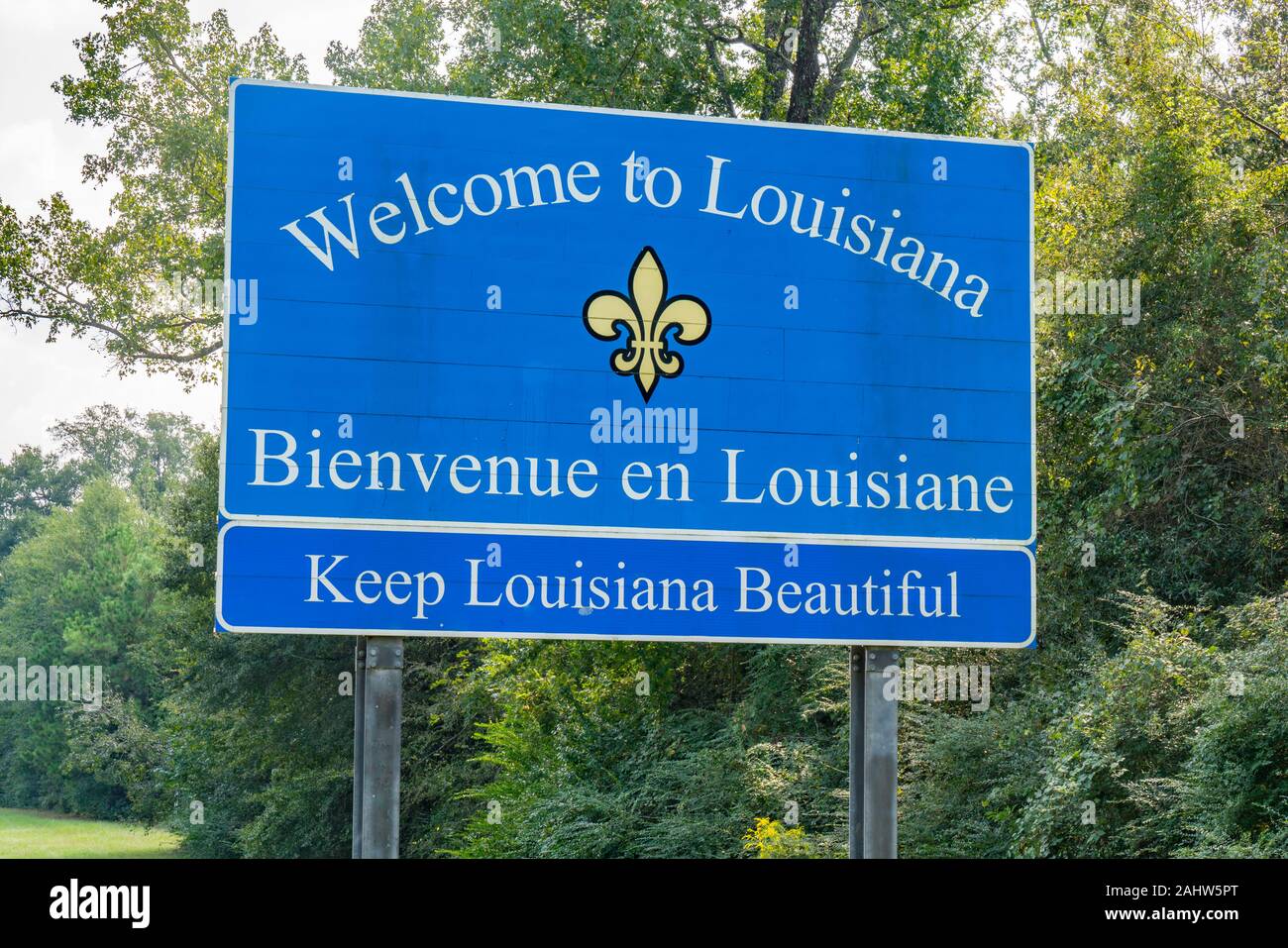 In Louisiana, Stati Uniti d'America - 6 Ottobre 2019: Benvenuti in Louisiana lungo la Louisiana - Texas confine di stato Foto Stock