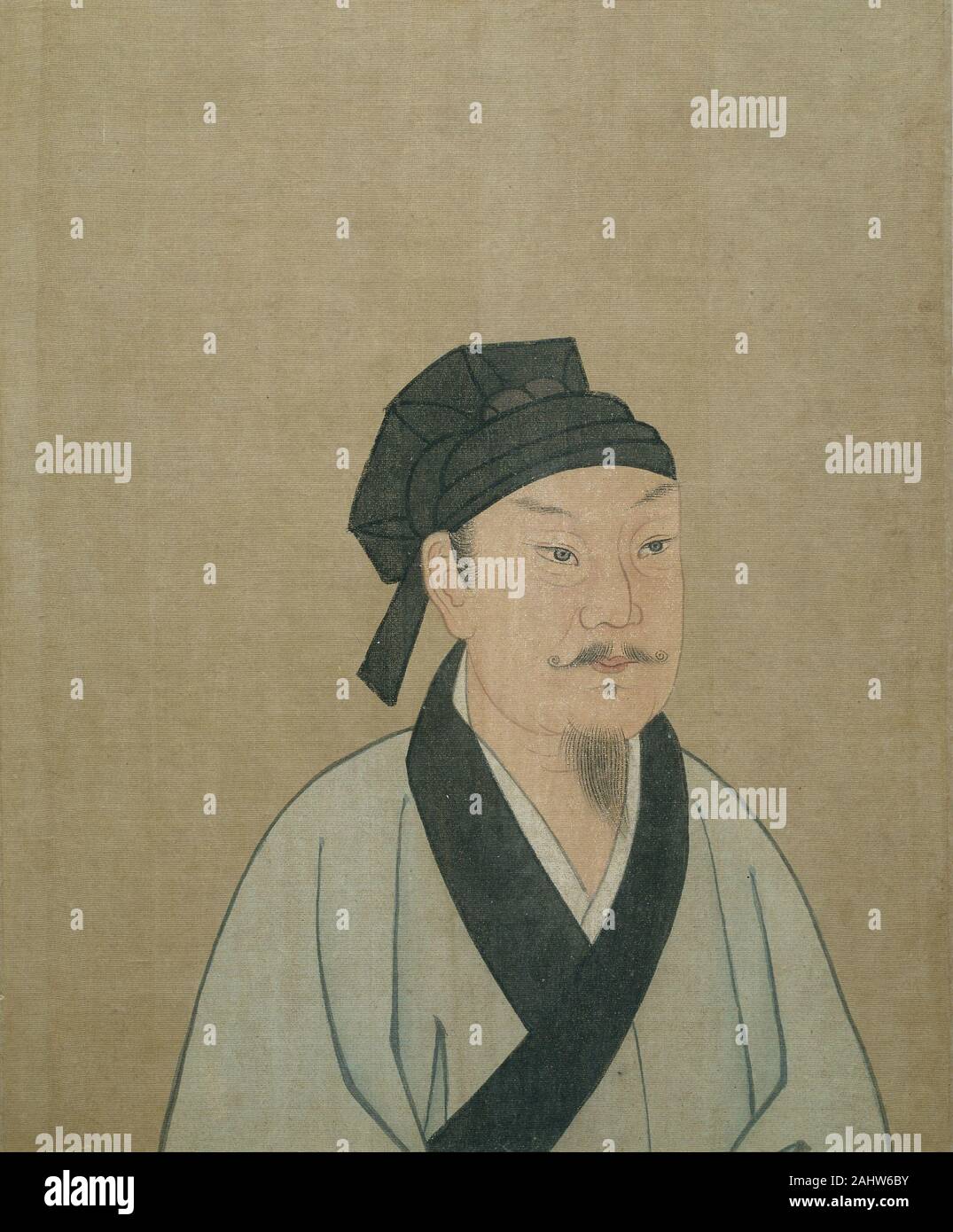 Ritratto di un gentiluomo. 1650-1900. Cina. Album Leaf; inchiostro e colori su seta Foto Stock