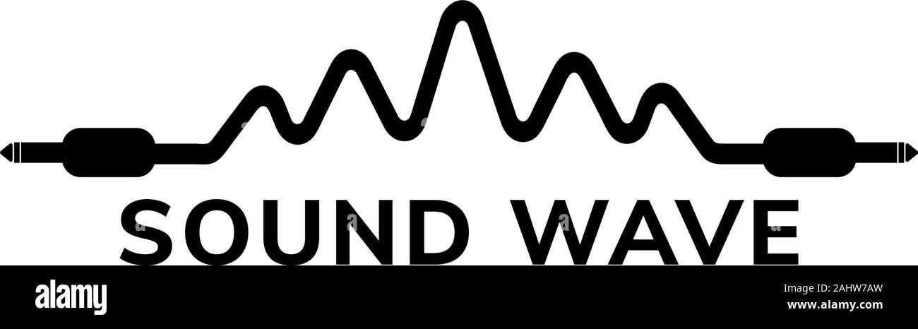 Onda audio Logo Design Template, cavo Jack concetto del logo in bianco e nero, illustrazione per audiofili, Equipaggiamento audio, Progetto vettoriale EPS 10 Illustrazione Vettoriale