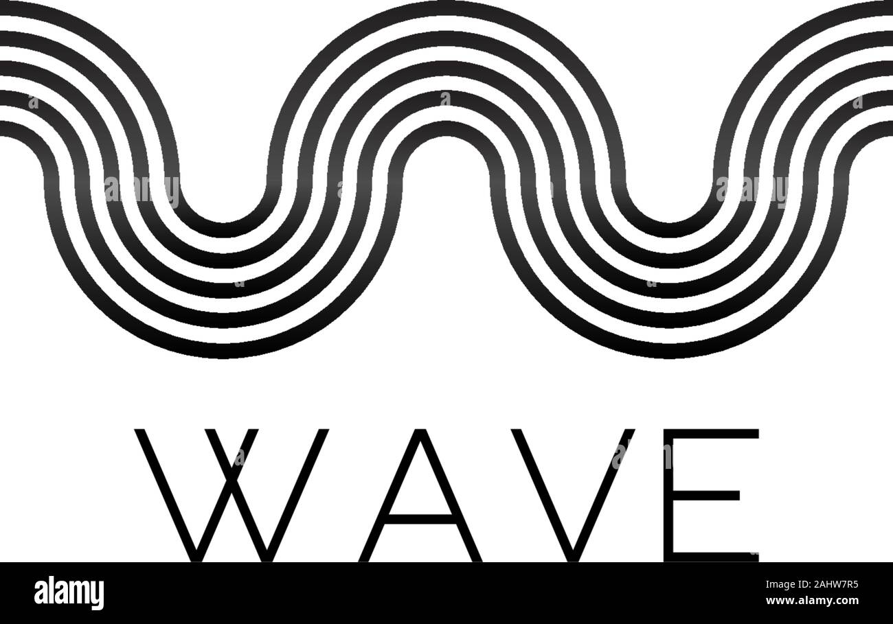 Lettera W alfabeto company Logo Design Template, flusso d'onda Logo Design Concept, bianco e nero, lo spettro audio, equalizzatore grafico, per audiofili Illustrazione Vettoriale