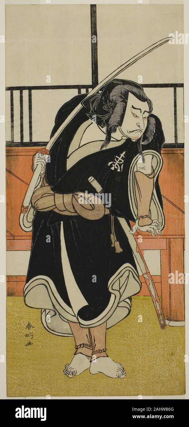 Katsukawa Shunko I. L'attore Nakamura Nakazo I come Aso no Matsuwaka ( ) nel gioco Iro Moyo Aoyagi Soga ( ), eseguita presso il Teatro Nakamura ( ) nel secondo mese, 1775 ( ). 1770-1780. Il Giappone. Colore stampa woodblock; hosoban Foto Stock Katsukawa Shunko I. L'attore Nakamura Nakazo I come Aso no Matsuwaka ( ) nel gioco Iro Moyo Aoyagi Soga ( ), eseguita presso il Teatro Nakamura ( ) nel secondo mese, 1775 ( ). 1770-1780. Il Giappone. Colore stampa woodblock; hosoban Foto Stock